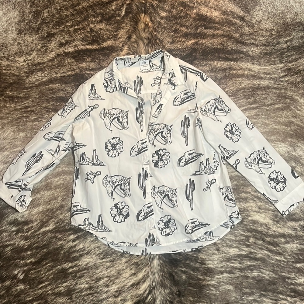 Cowboy Print Button Up Long sleeve